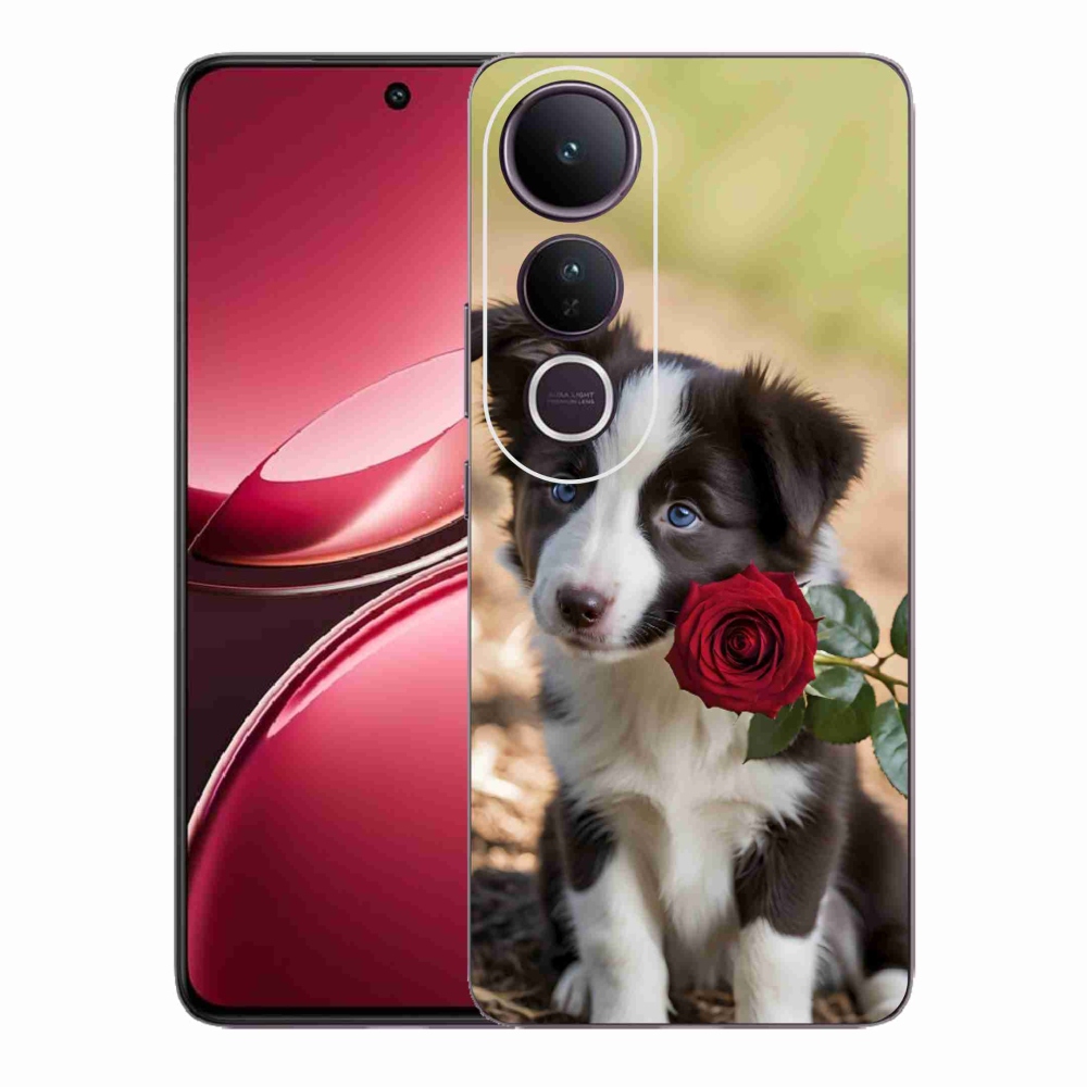 Gélový kryt mmCase na Vivo V50 Lite 4G/5G - roztomilá border kólia s ružou