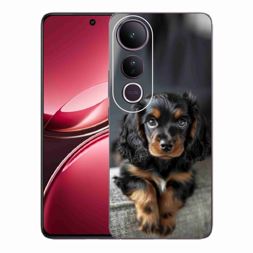 Gélový kryt mmCase na Vivo V50 Lite 4G/5G - roztomilý dlhosrstý jazvečík