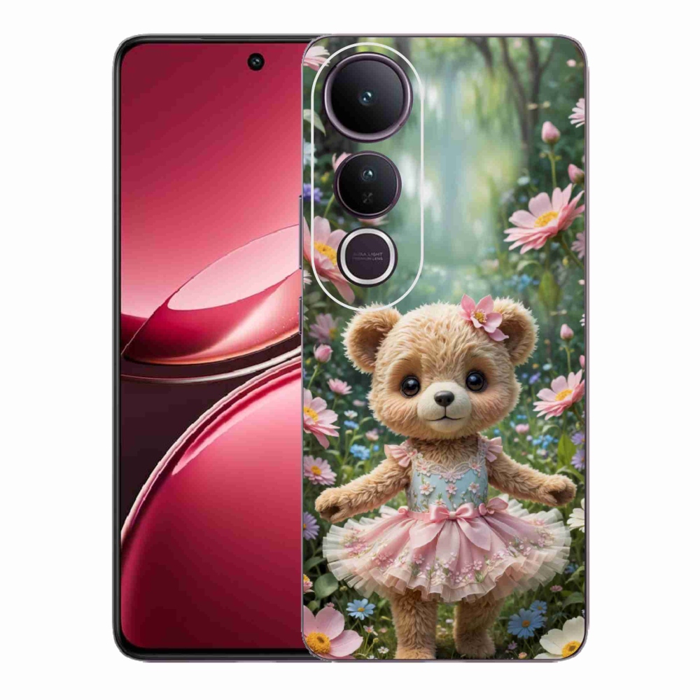 Gélový kryt mmCase na Vivo V50 Lite 4G/5G - roztomilý medvedík v kvetoch