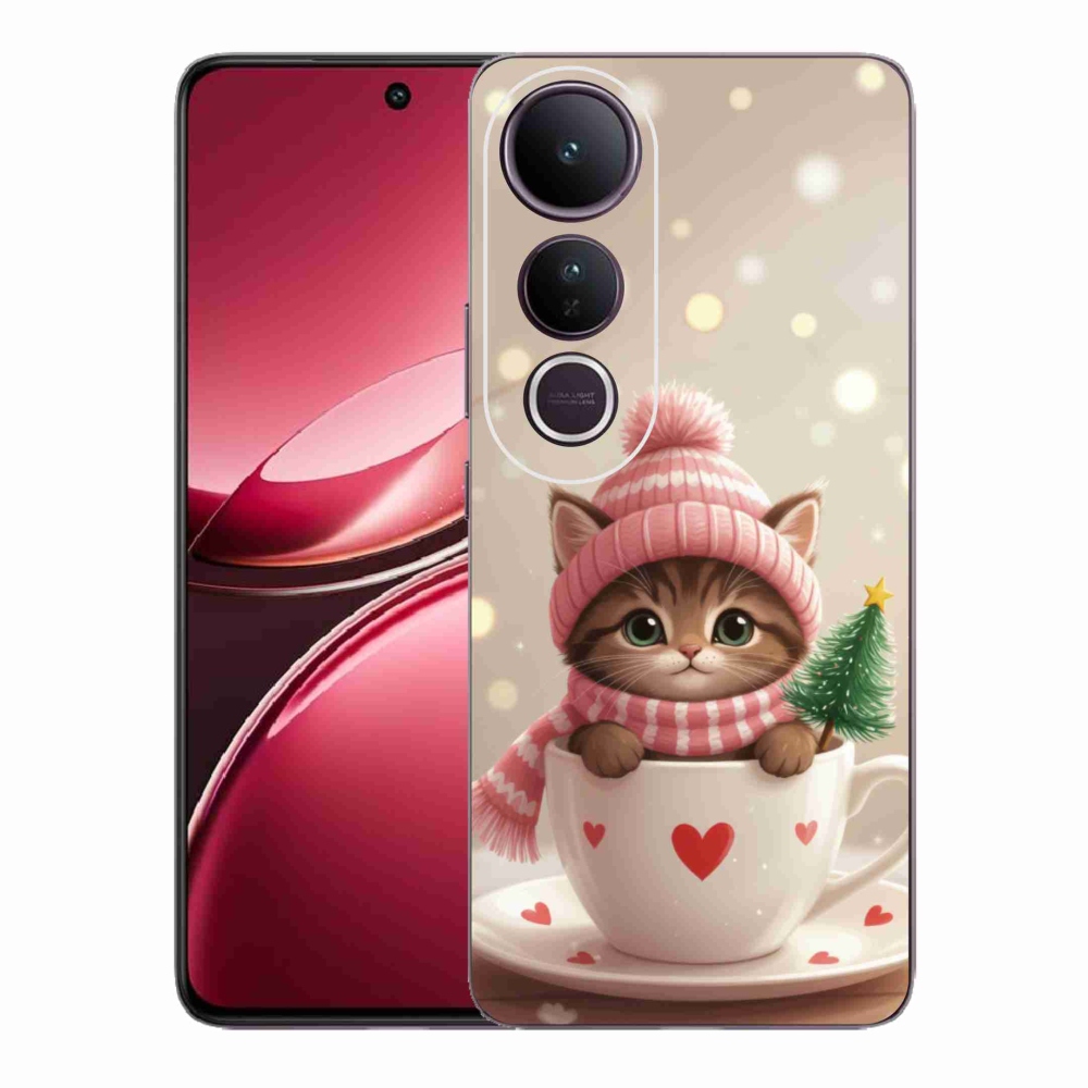 Gélový kryt mmCase na Vivo V50 Lite 4G/5G - vianočné mačiatko v hrnčeku