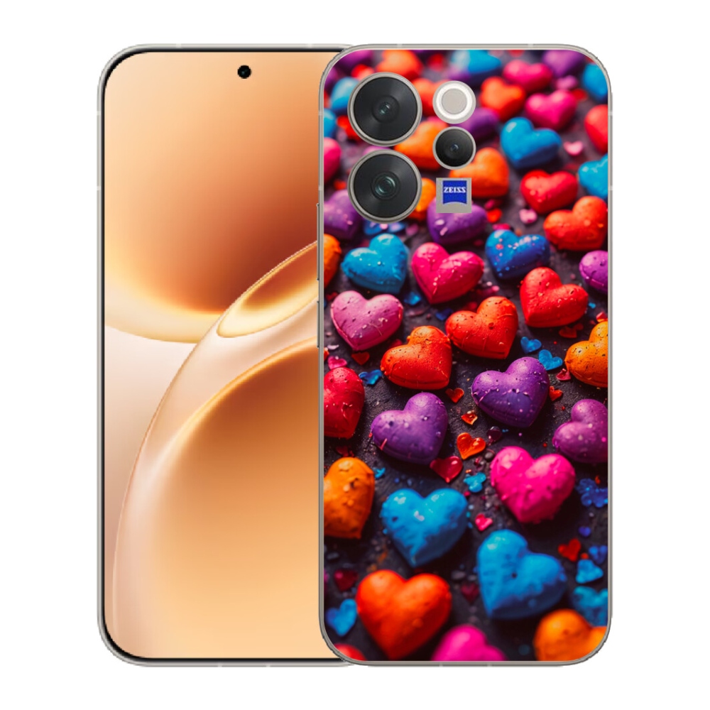 Gélový kryt mmCase na Vivo V70 - farebné srdcia
