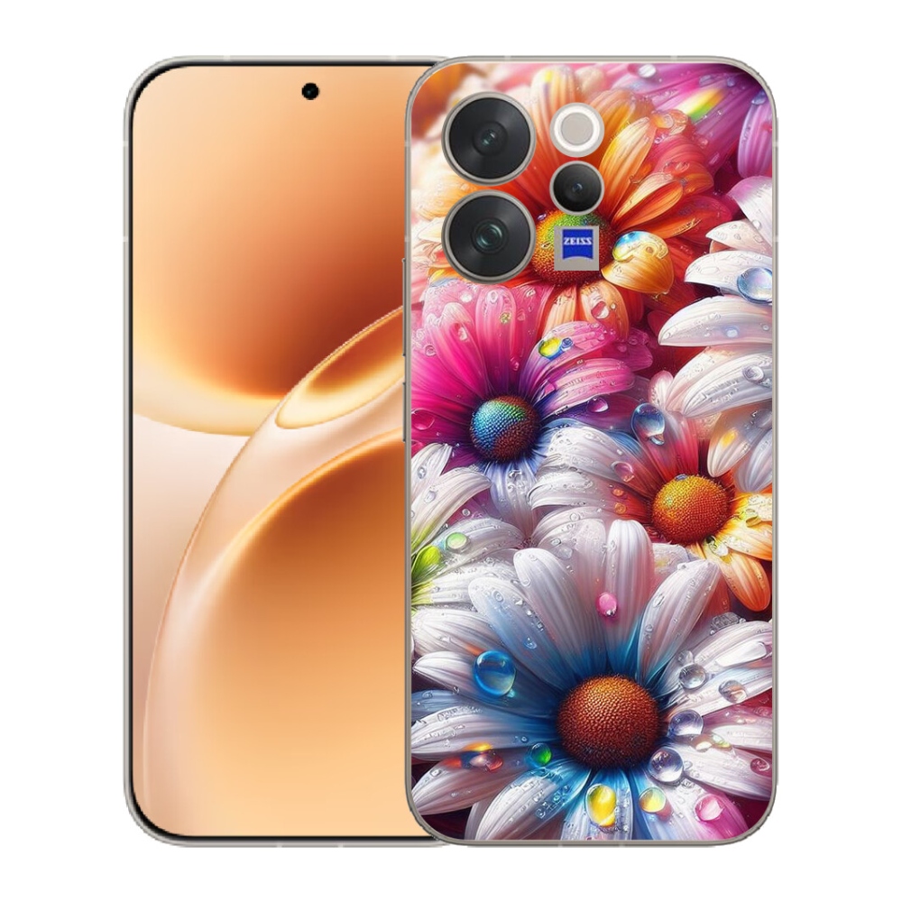 Gélový kryt mmCase na Vivo V70 - farebné margaréty