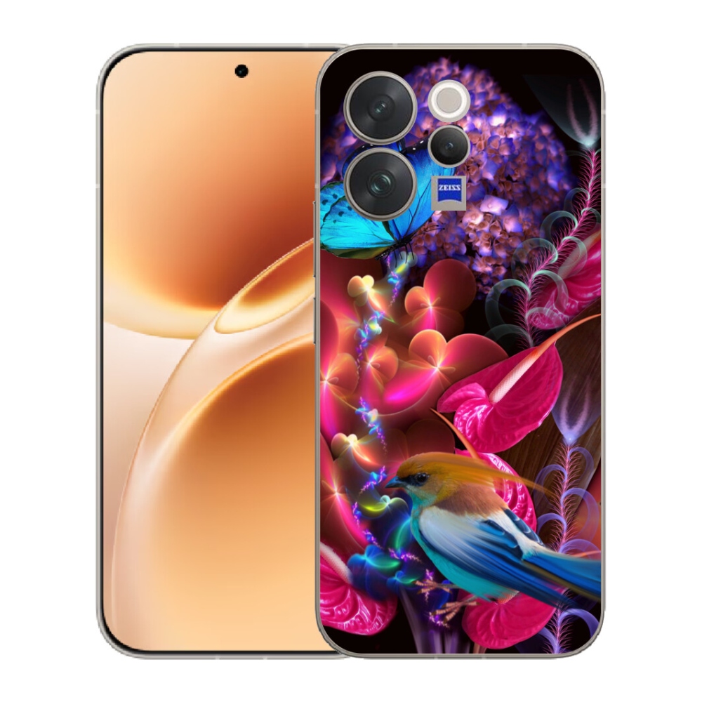 Gélový kryt mmCase na Vivo V70 - farebné kvety