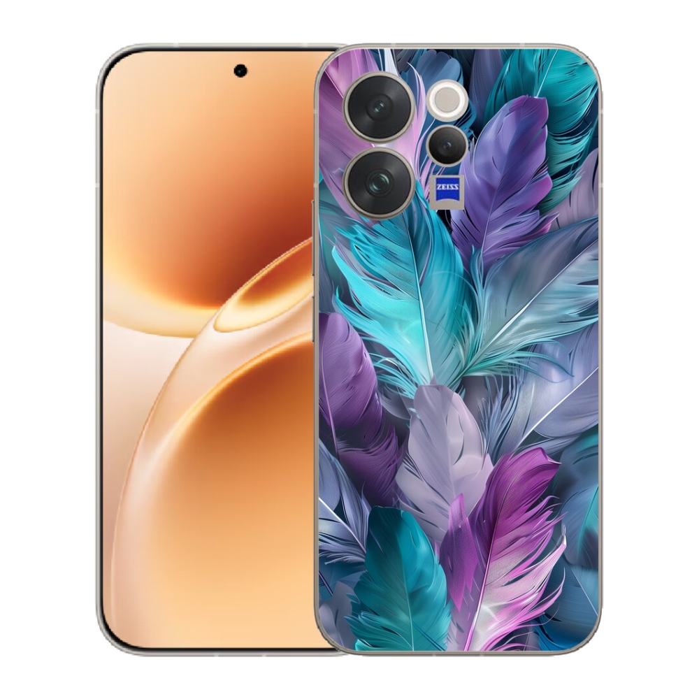 Gélový kryt mmCase na Vivo V70 - farebné perie 2