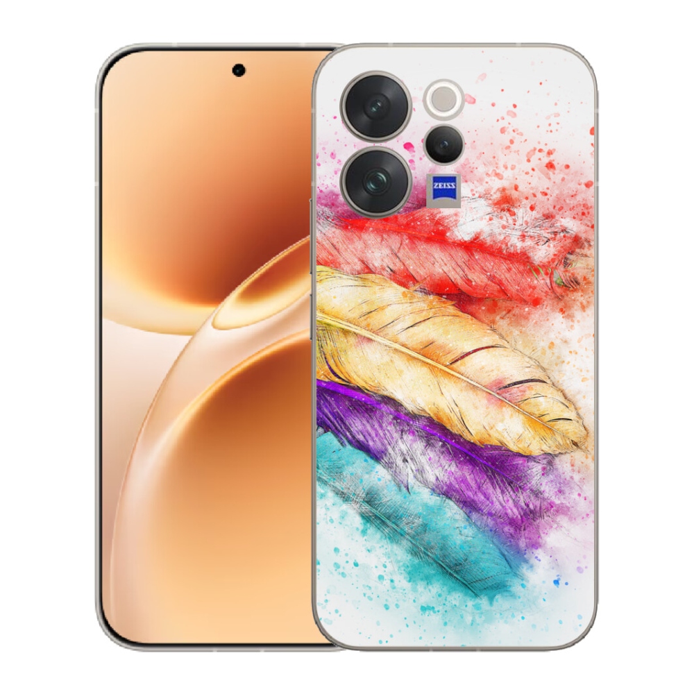 Gélový kryt mmCase na Vivo V70 - farebné perie