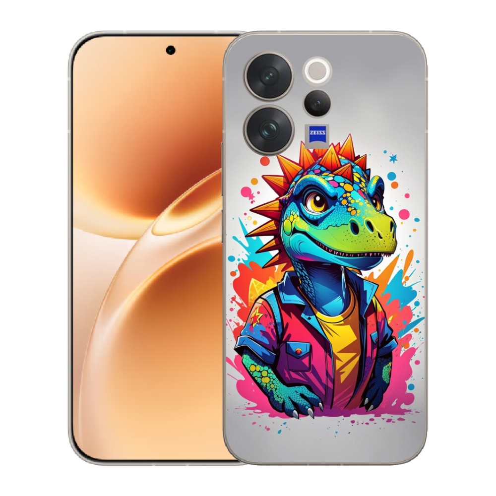 Gélový kryt mmCase na Vivo V70 - farebný dinosaurus