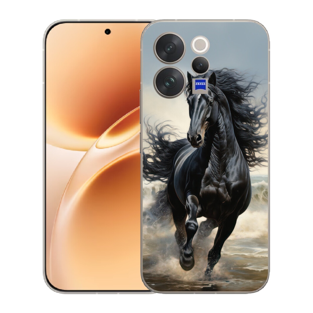Gélový kryt mmCase na Vivo V70 - bežiaci čierny kôň