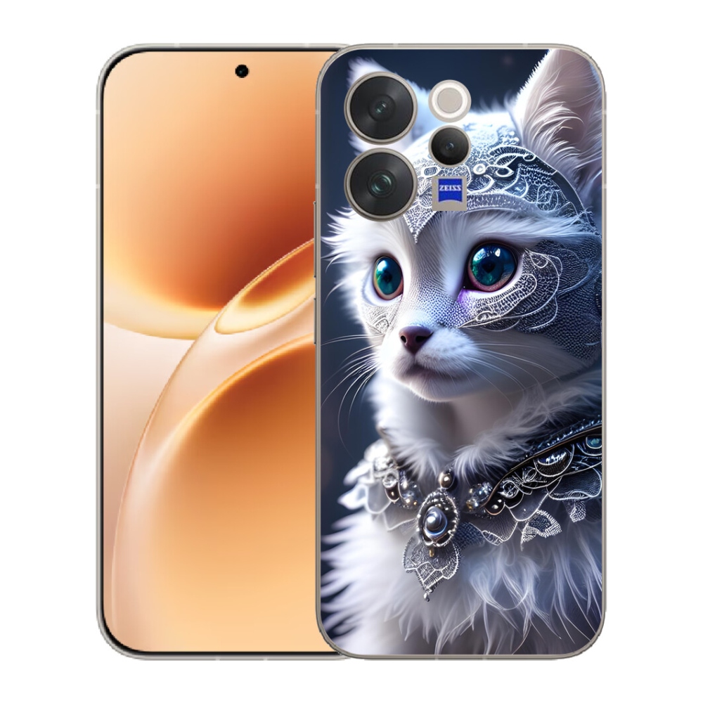 Gélový kryt mmCase na Vivo V70 - biela mačka