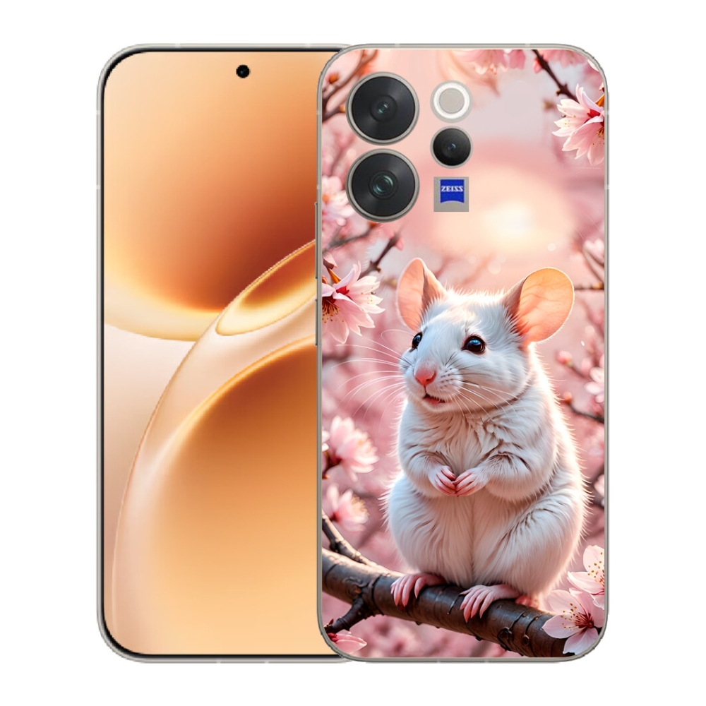 Gélový kryt mmCase na Vivo V70 - biela myš na vetve