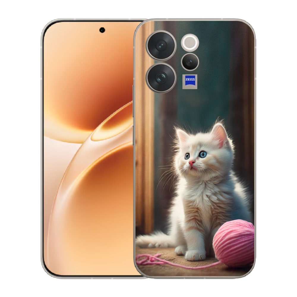 Gélový kryt mmCase na Vivo V70 - biele mačiatko 2
