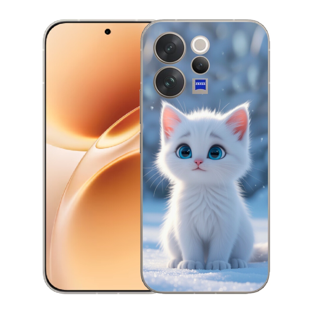 Gélový kryt mmCase na Vivo V70 - biele mačiatko 3