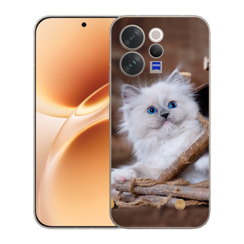 Gélový kryt mmCase na Vivo V70 - biele mačiatko