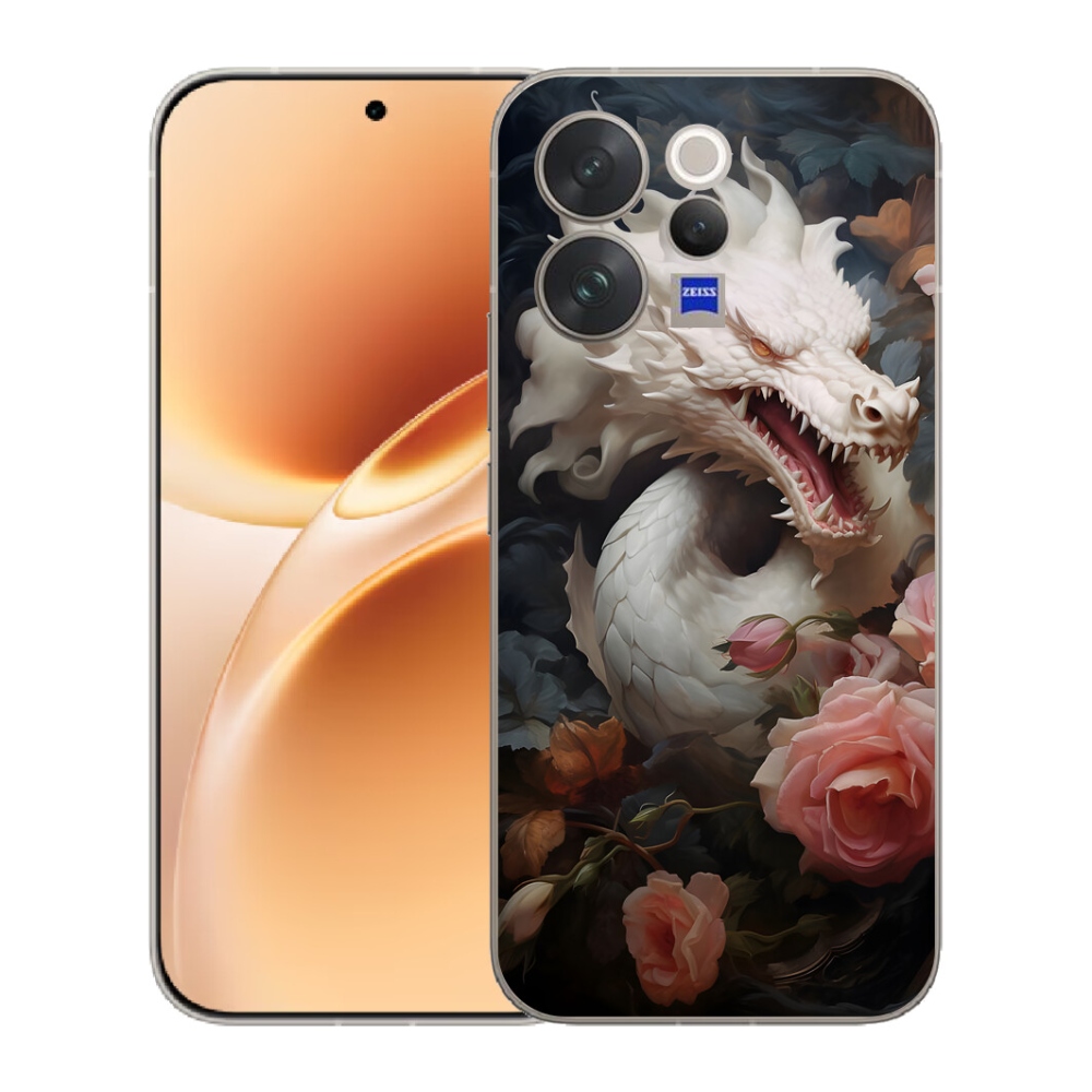Gélový kryt mmCase na Vivo V70 - biely drak
