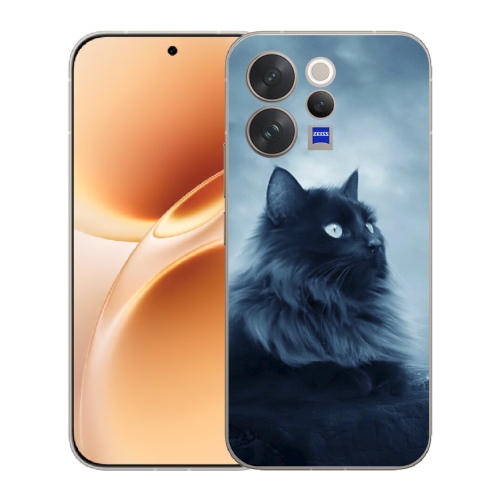 Gélový kryt mmCase na Vivo V70 - čierna mačka 1