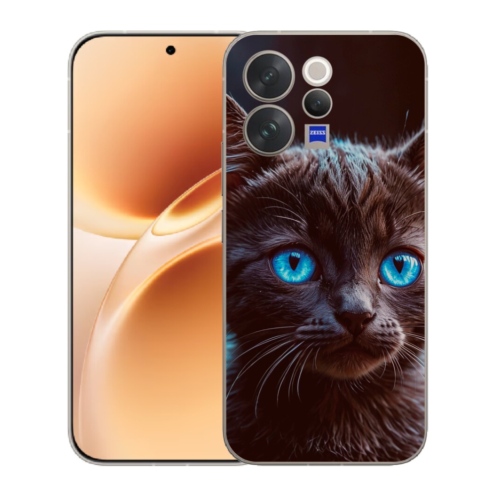 Gélový kryt mmCase na Vivo V70 - čierne mačiatko 2