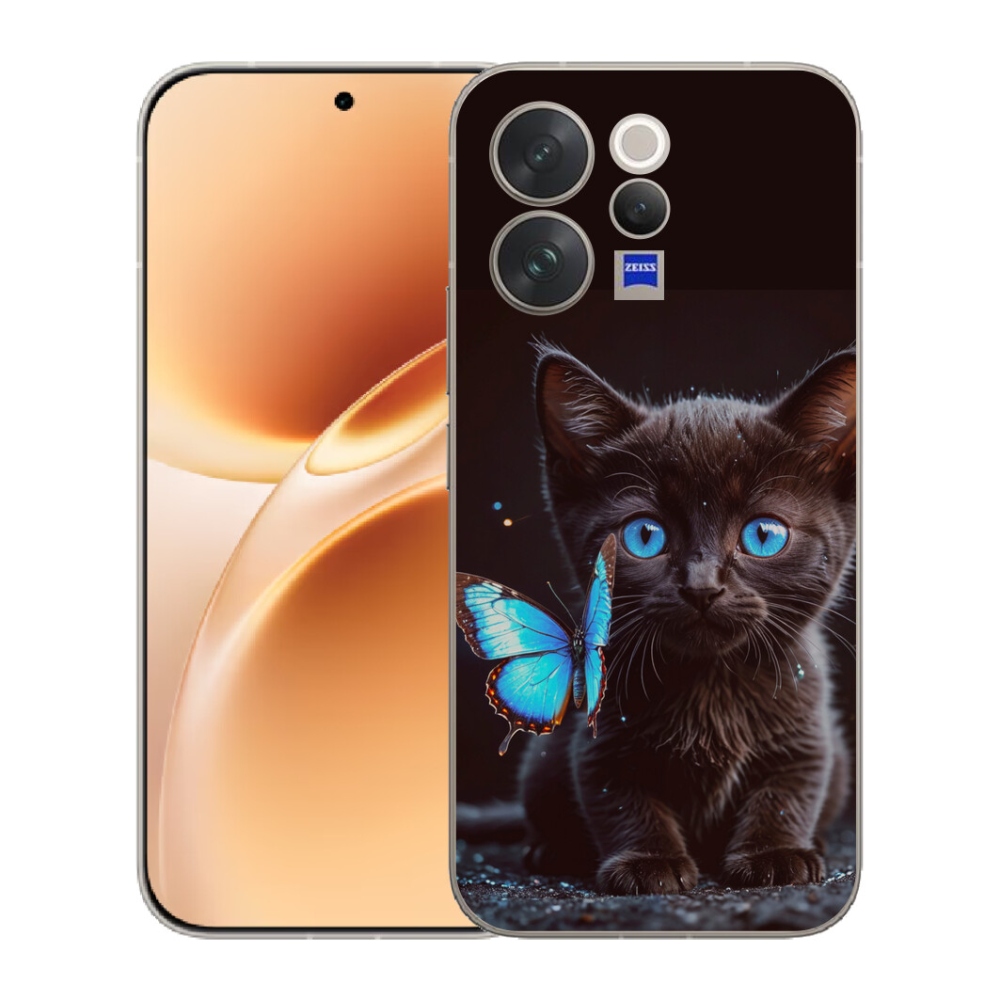 Gélový kryt mmCase na Vivo V70 - čierne mačiatko 3