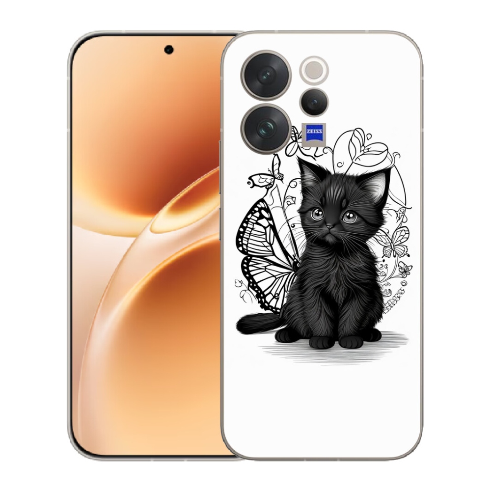 Gélový kryt mmCase na Vivo V70 - čierne mačiatko