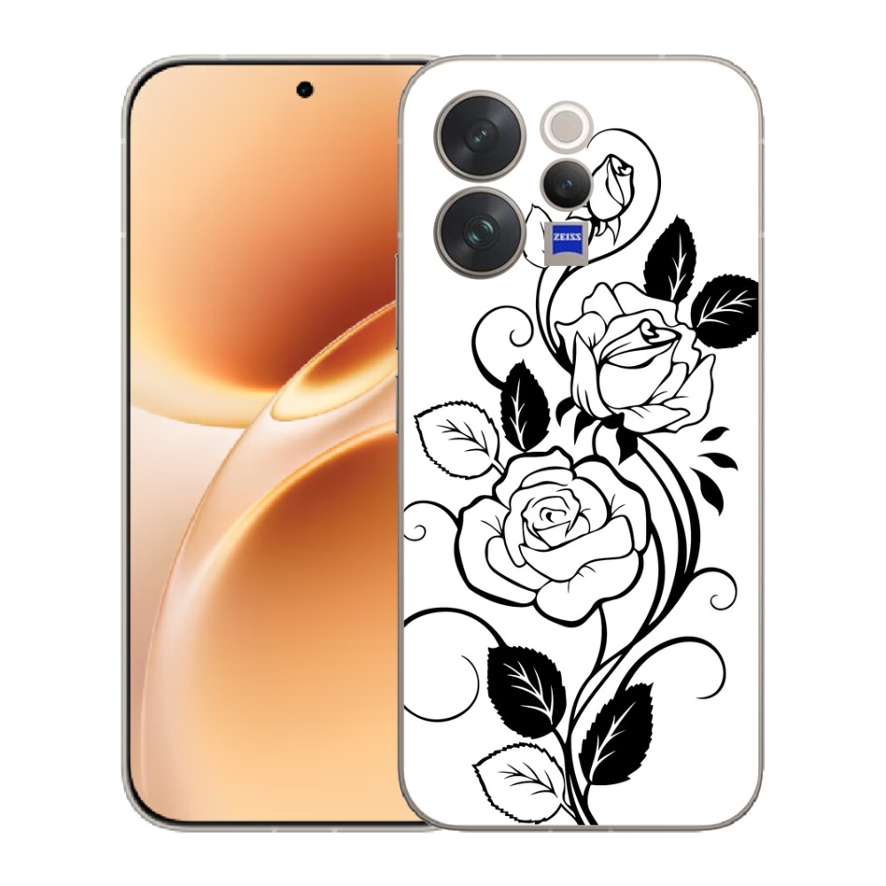 Gélový kryt mmCase na Vivo V70 - čiernobiela ruža