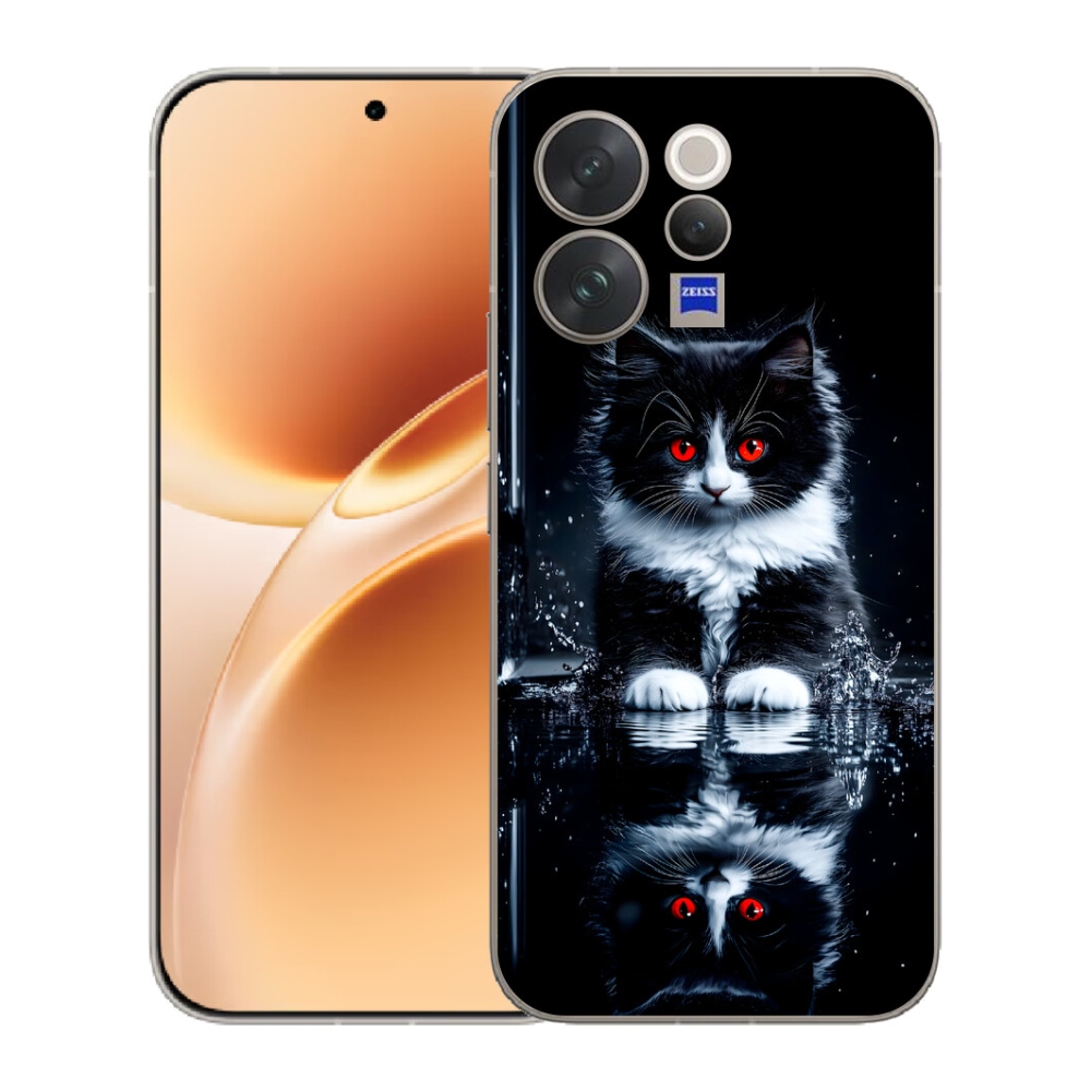 Gélový kryt mmCase na Vivo V70 - čiernobiele mačiatko