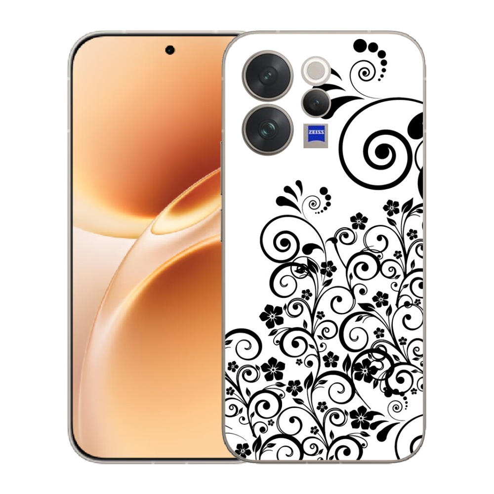 Gélový kryt mmCase na Vivo V70 - čiernobiele kvetinové vzory