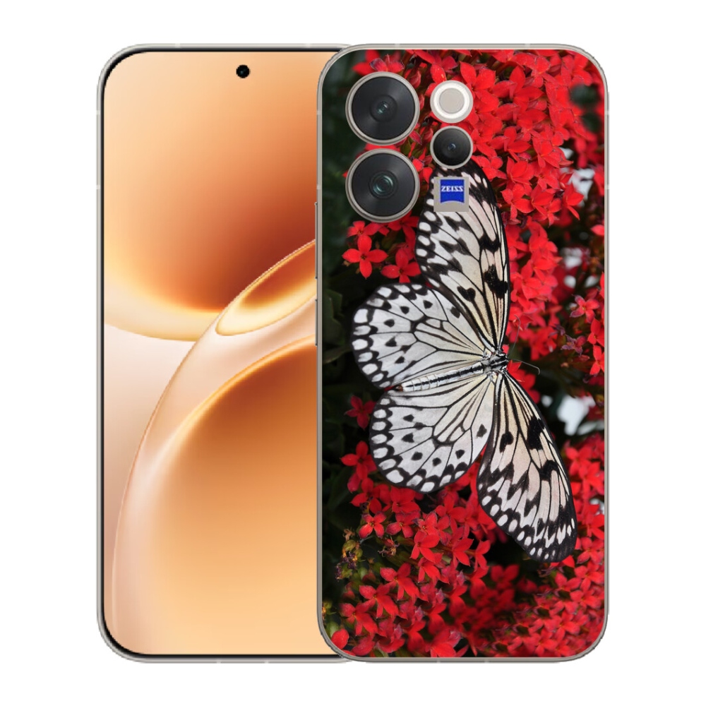 Gélový kryt mmCase na Vivo V70 - čiernobiely motýľ 1