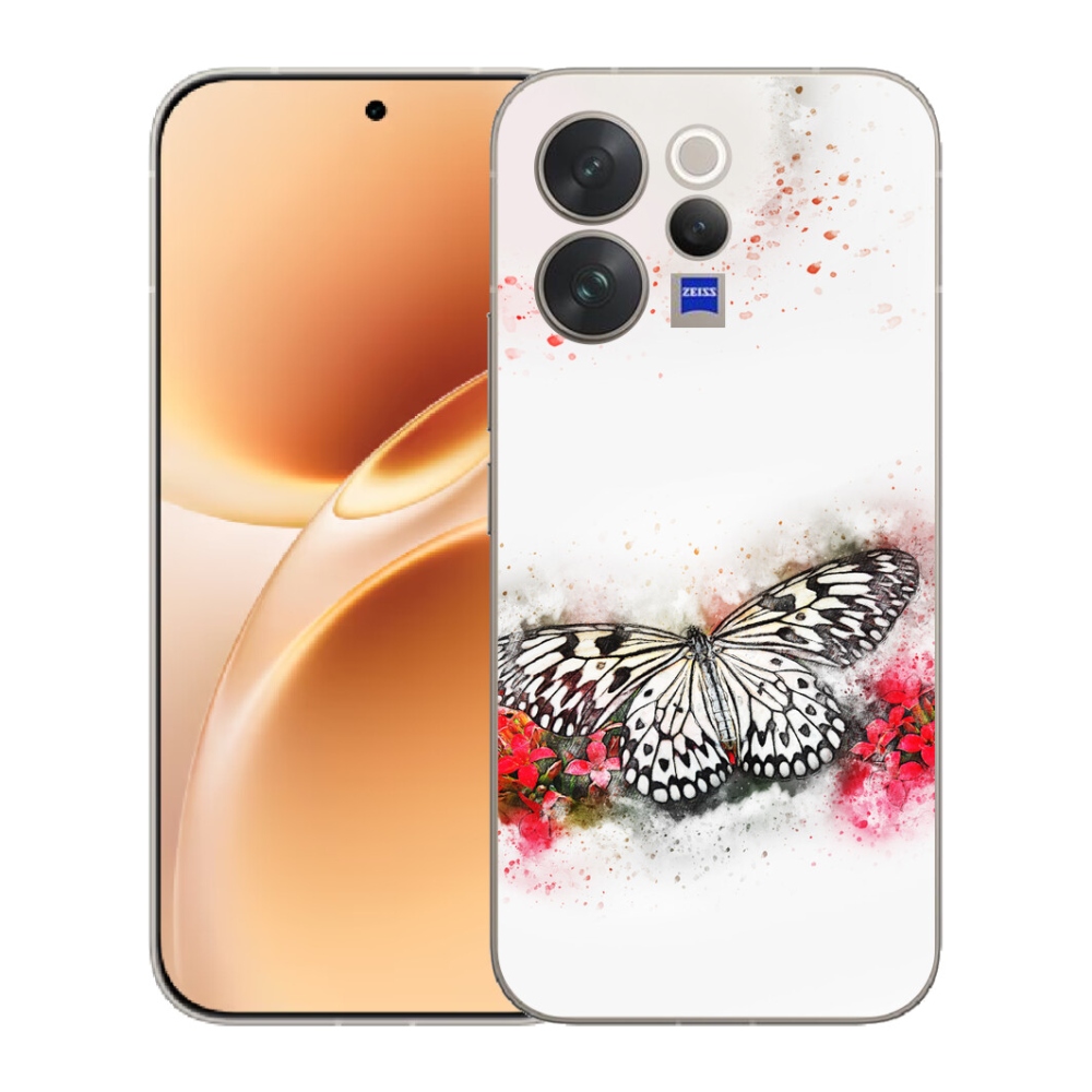 Gélový kryt mmCase na Vivo V70 - čiernobiely motýľ
