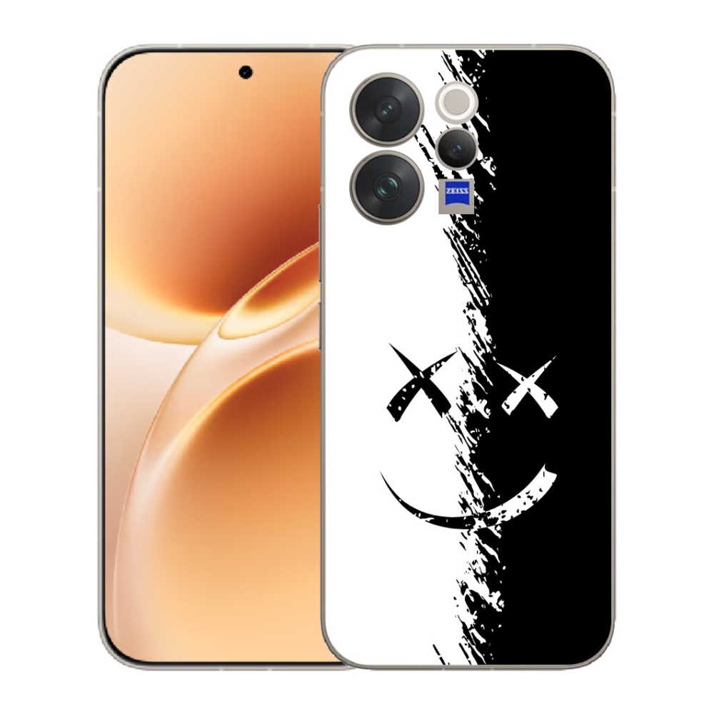 Gélový kryt mmCase na Vivo V70 - čiernobiely smajlík