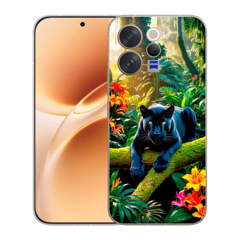 Gélový kryt mmCase na Vivo V70 - čierny panter v džungli
