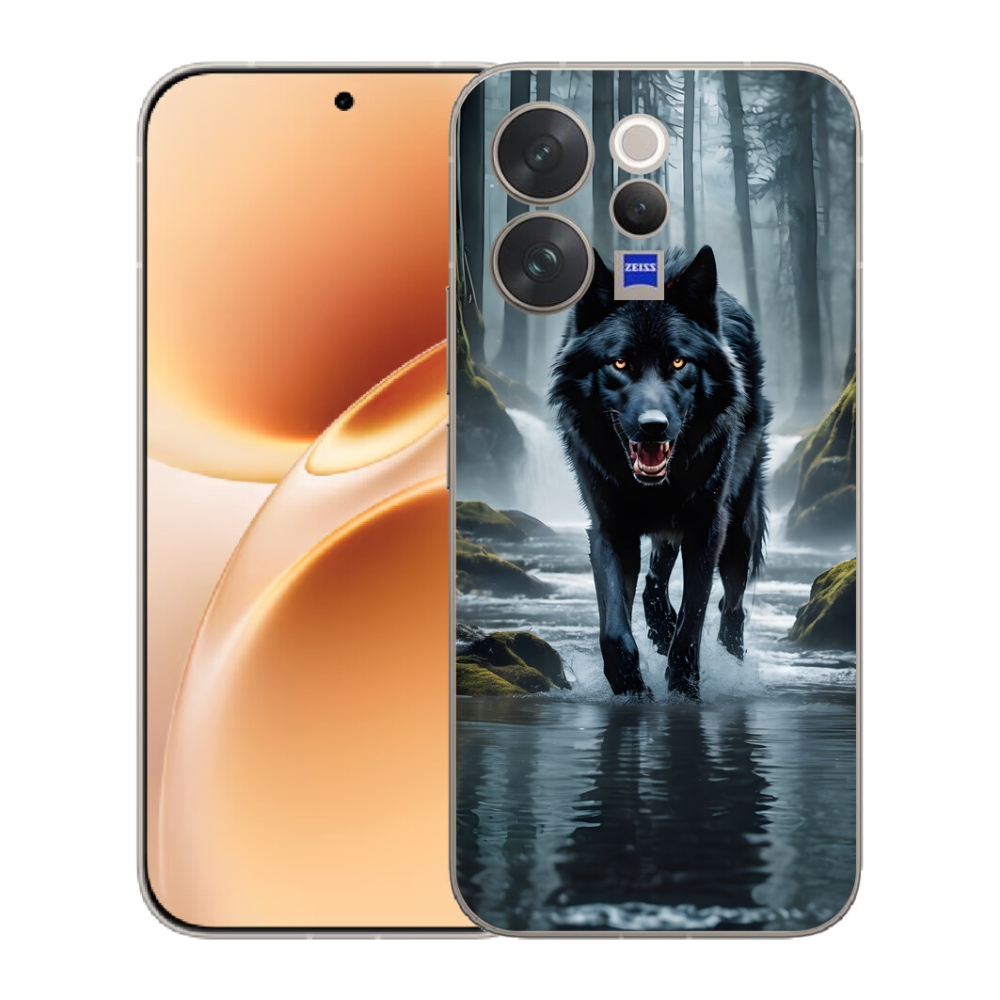 Gélový kryt mmCase na Vivo V70 - čierny vlk