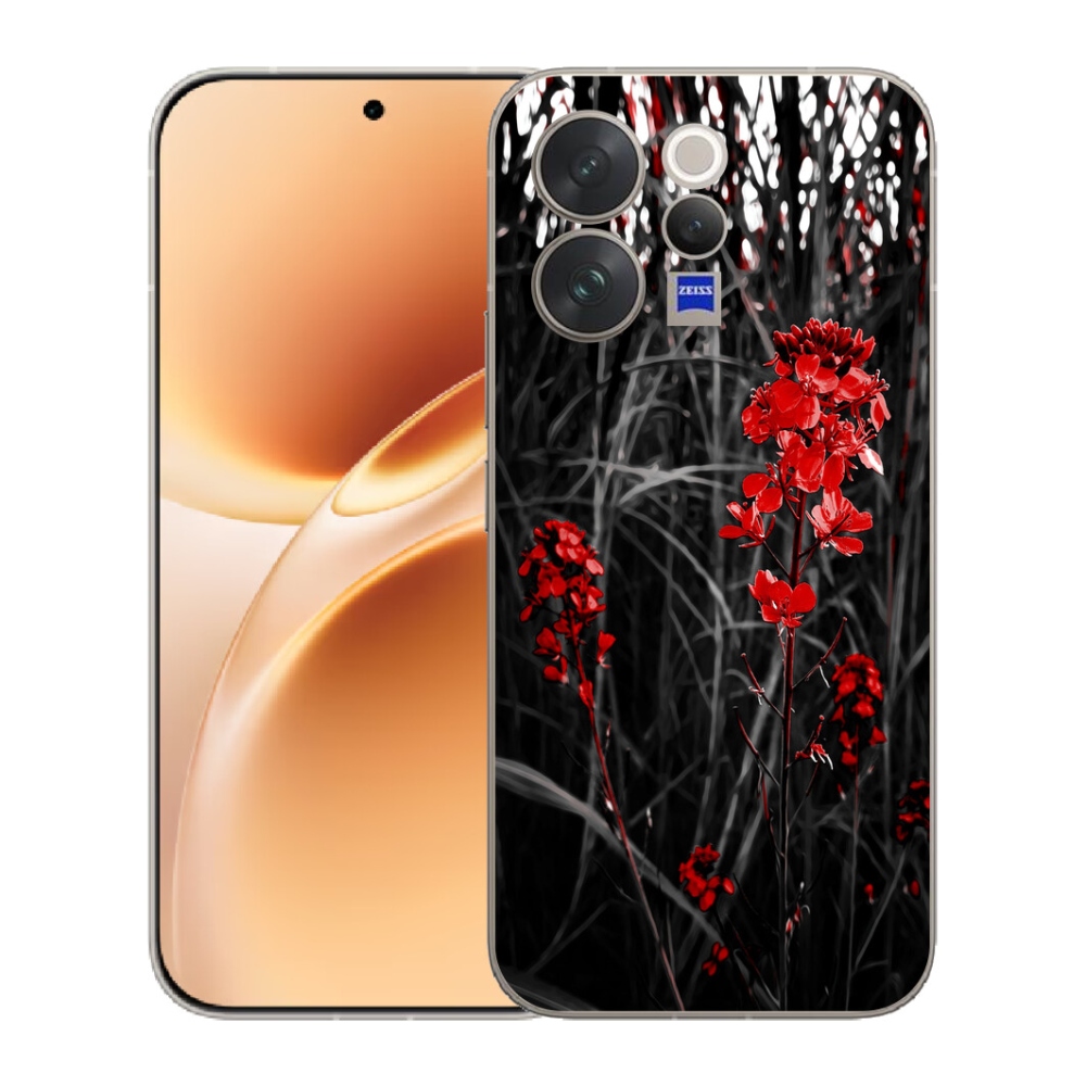Gélový kryt mmCase na Vivo V70 - červená rastlina
