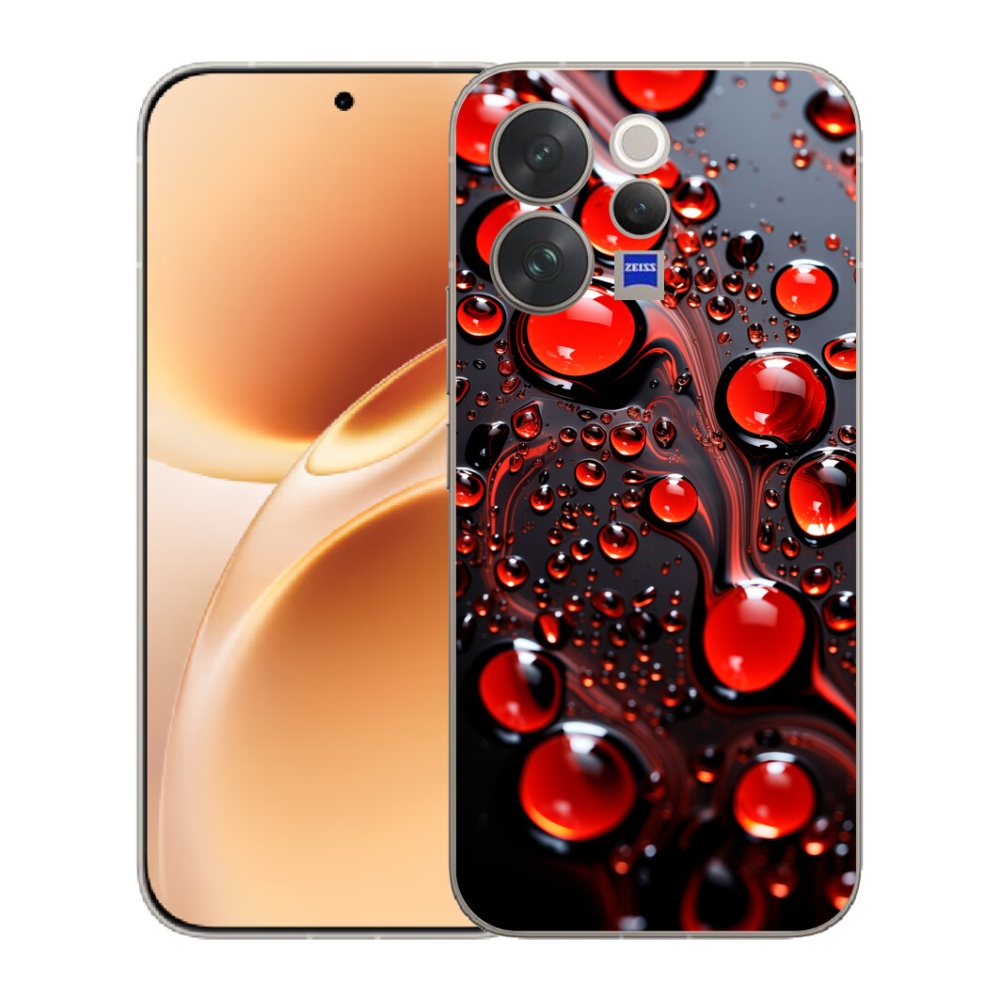 Gélový kryt mmCase na Vivo V70 - červené kvapky 2