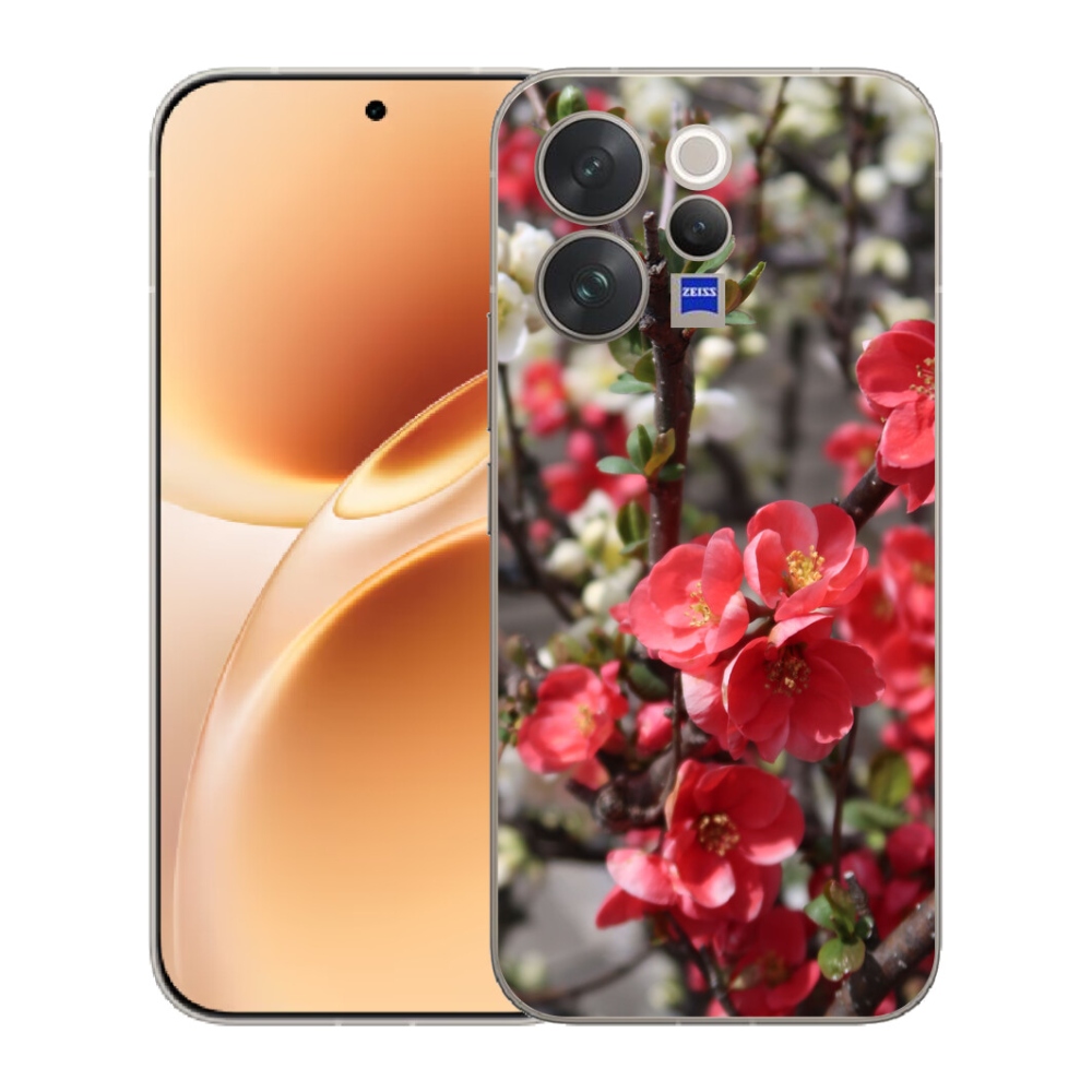 Gélový kryt mmCase na Vivo V70 - červené kvety