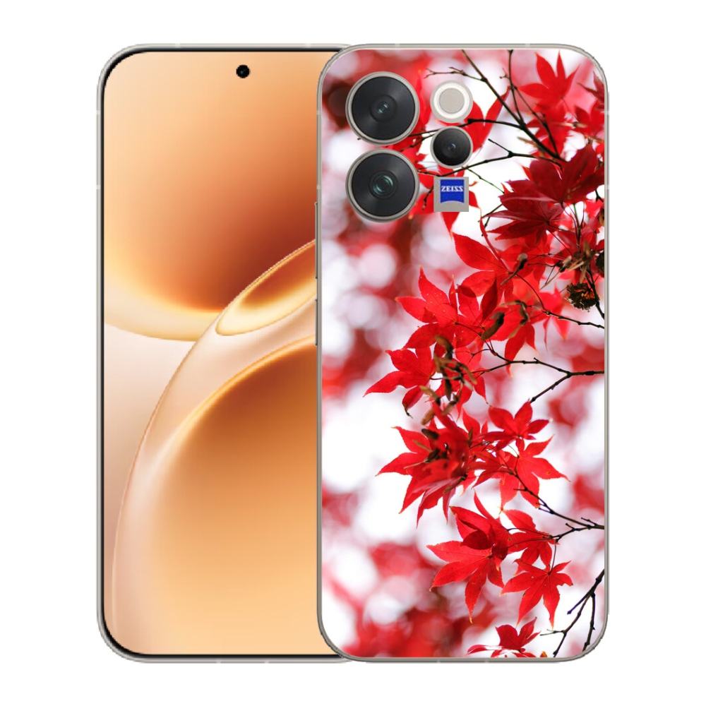 Gélový kryt mmCase na Vivo V70 - červené listy