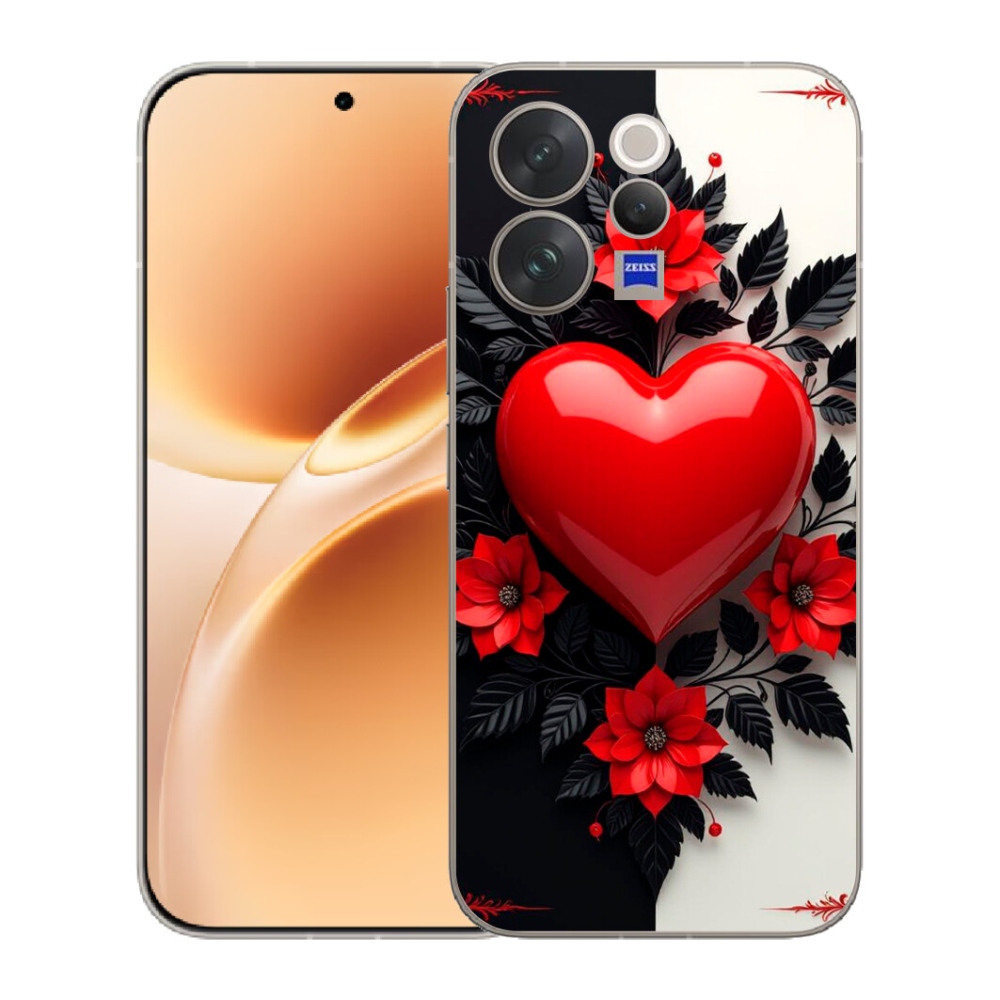 Gélový kryt mmCase na Vivo V70 - červené srdce