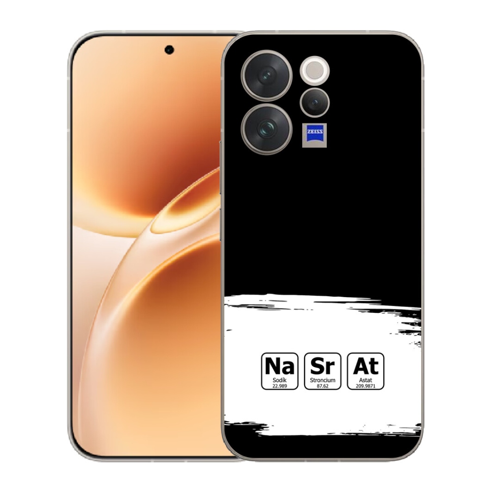 Gélový kryt mmCase na Vivo V70 - chemické prvky bieločierne pozadie