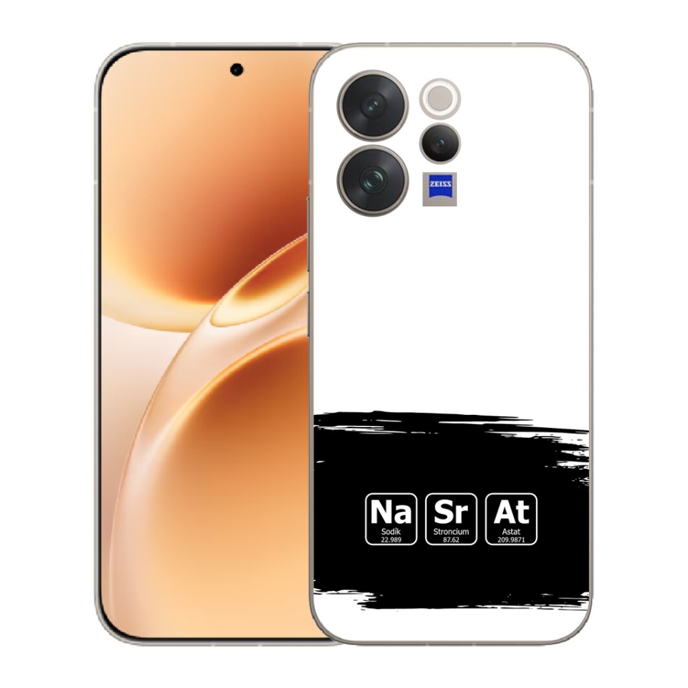 Gélový kryt mmCase na Vivo V70 - chemické prvky čiernobiele pozadie
