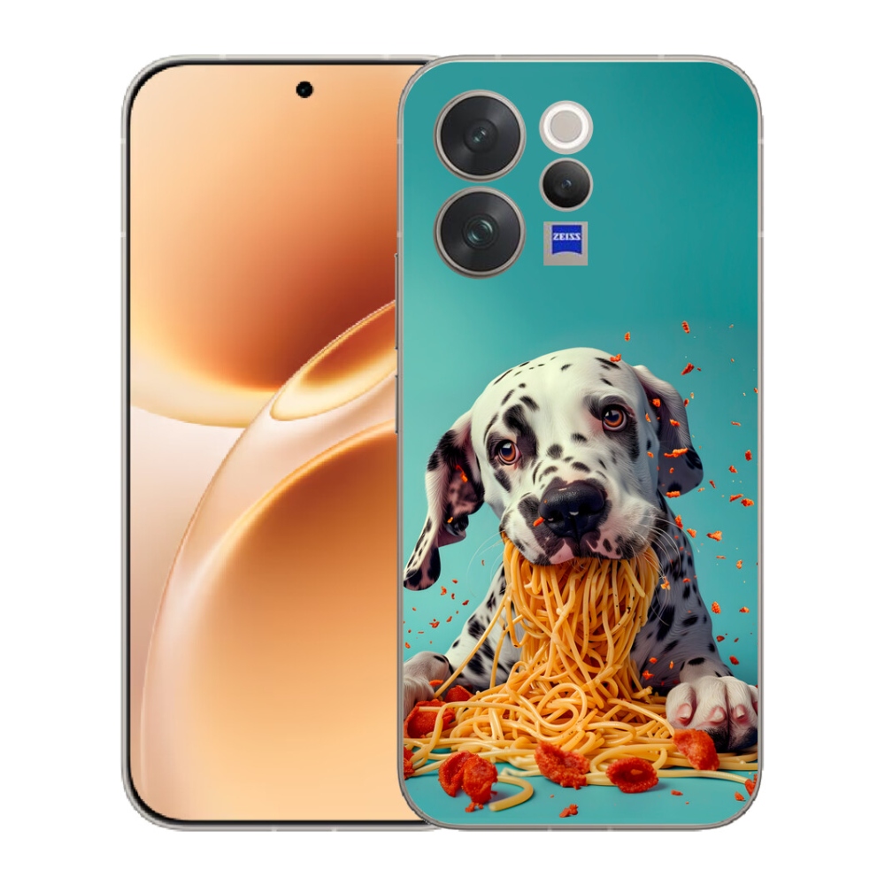 Gélový kryt mmCase na Vivo V70 - dalmatín a špagety