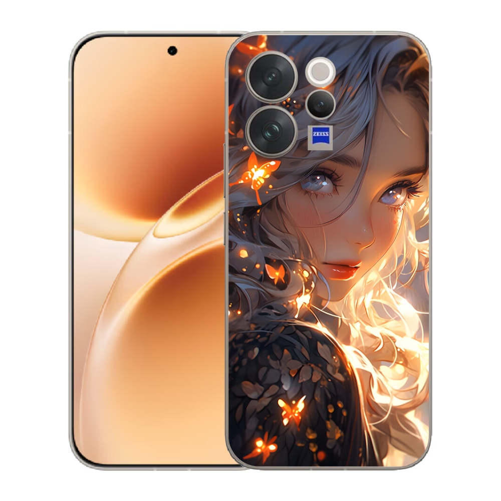 Gélový kryt mmCase na Vivo V70 - dievča a motýle
