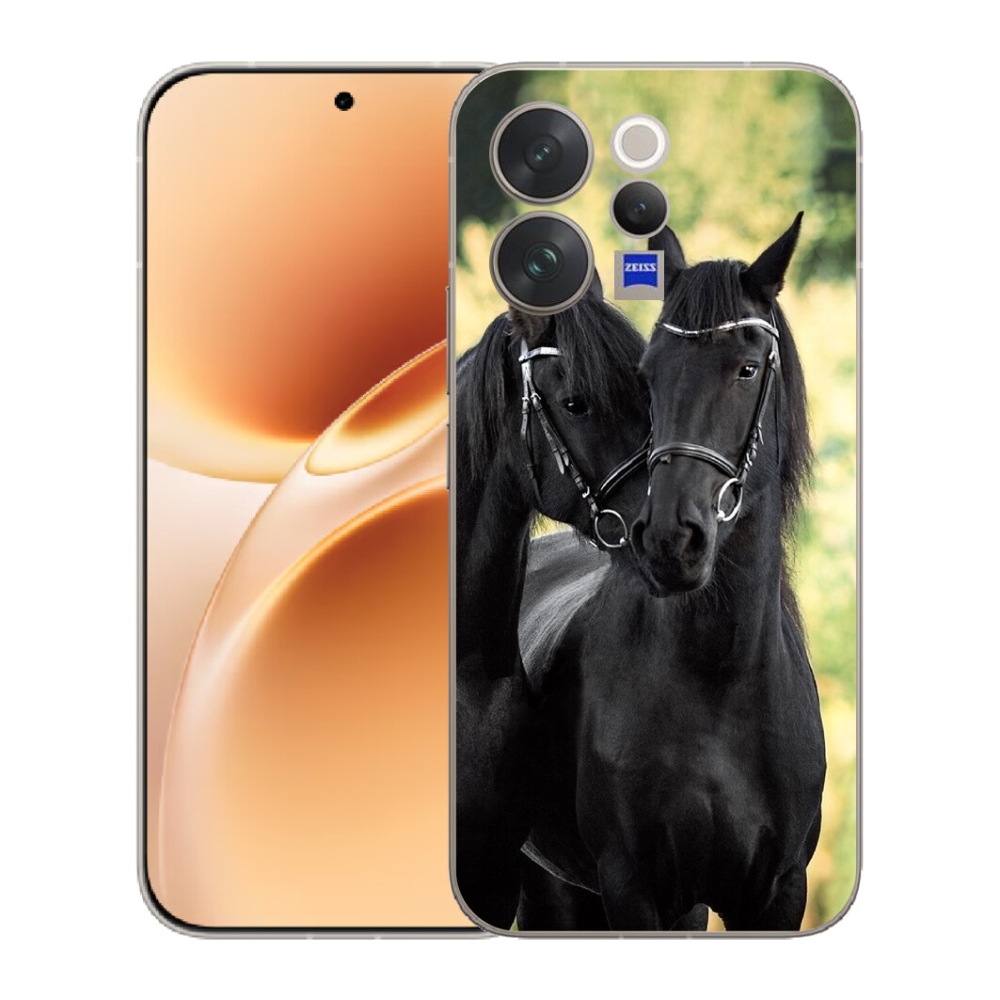 Gélový kryt mmCase na Vivo V70 - dva čierne kone
