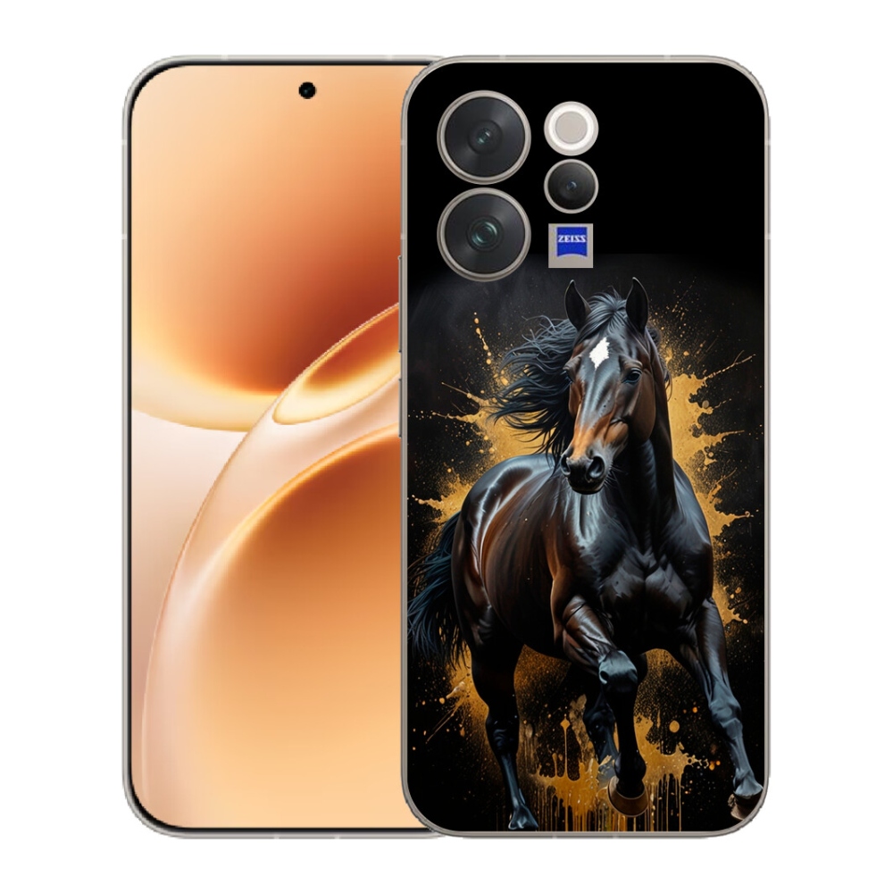 Gélový kryt mmCase na Vivo V70 - elegantný čierny žrebec