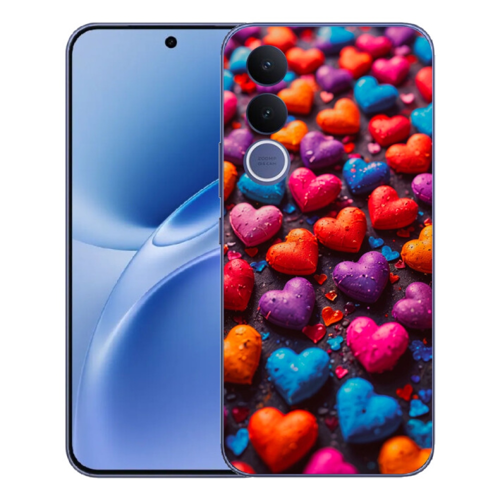 Gélový kryt mmCase na Vivo V70 FE - farebné srdcia