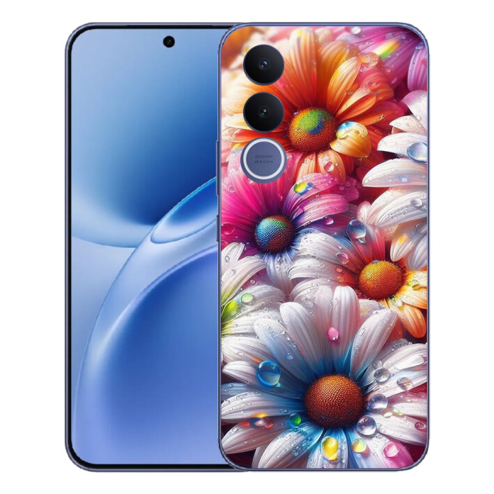 Gélový kryt mmCase na Vivo V70 FE - farebné margaréty