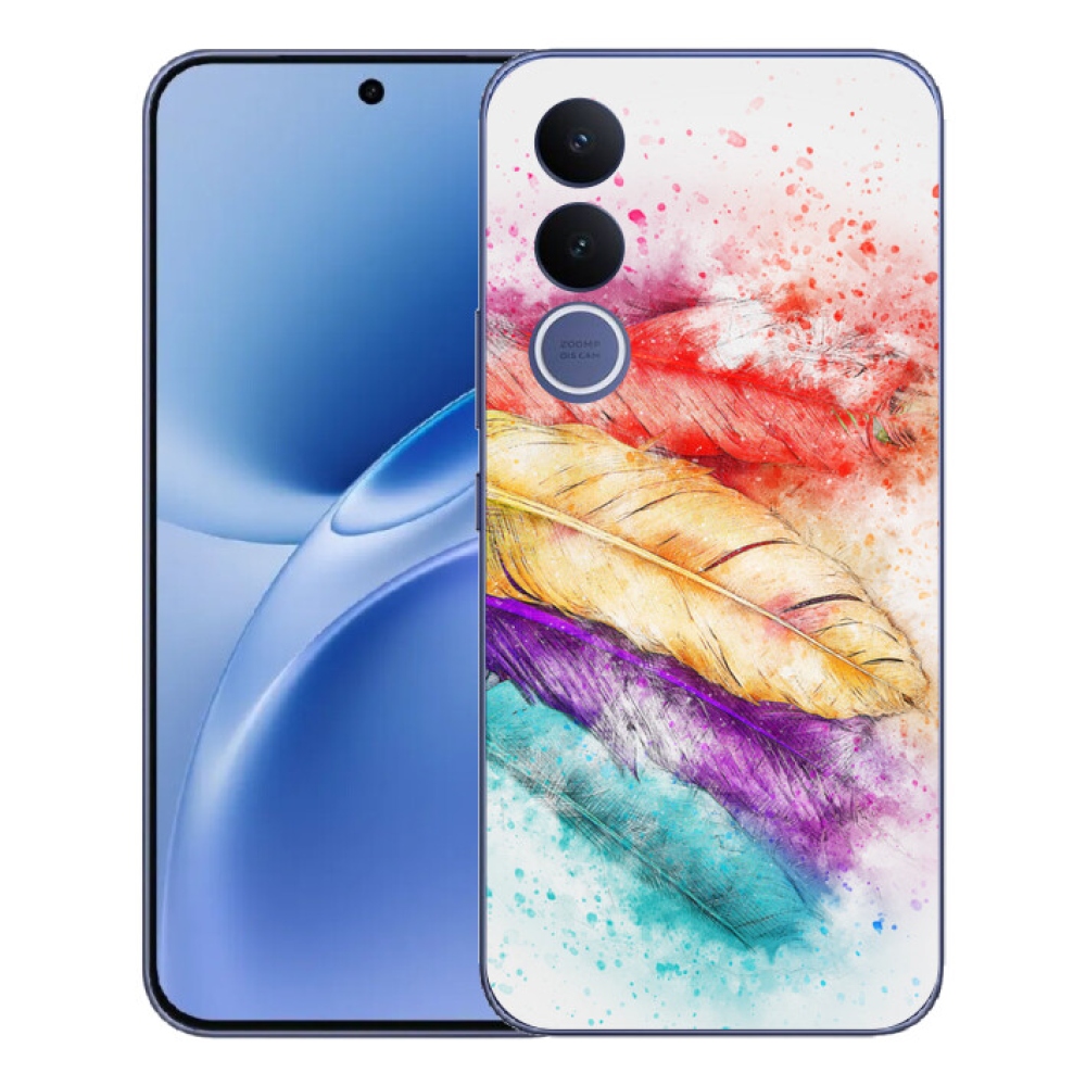 Gélový kryt mmCase na Vivo V70 FE - farebné perie