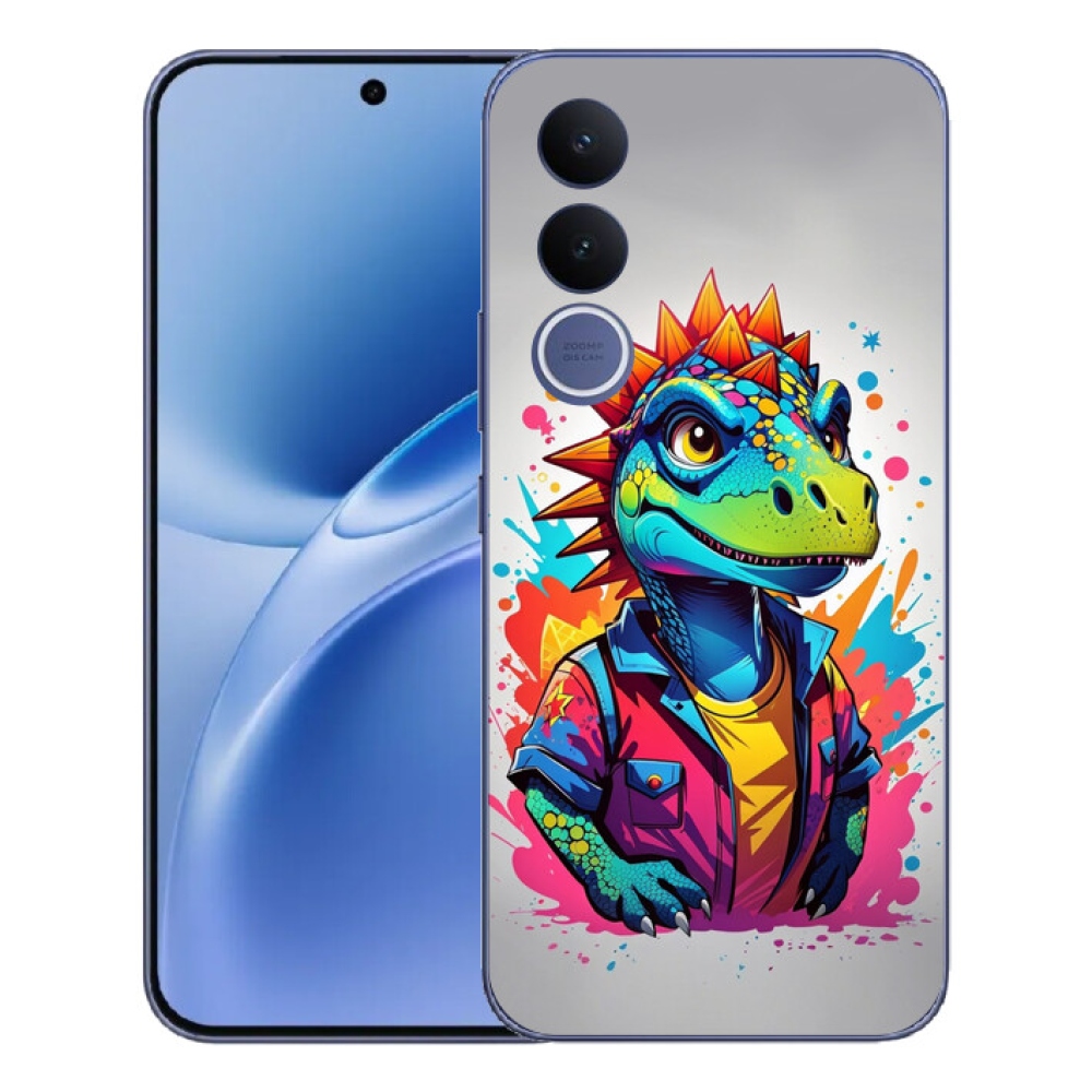 Gélový kryt mmCase na Vivo V70 FE - farebný dinosaurus