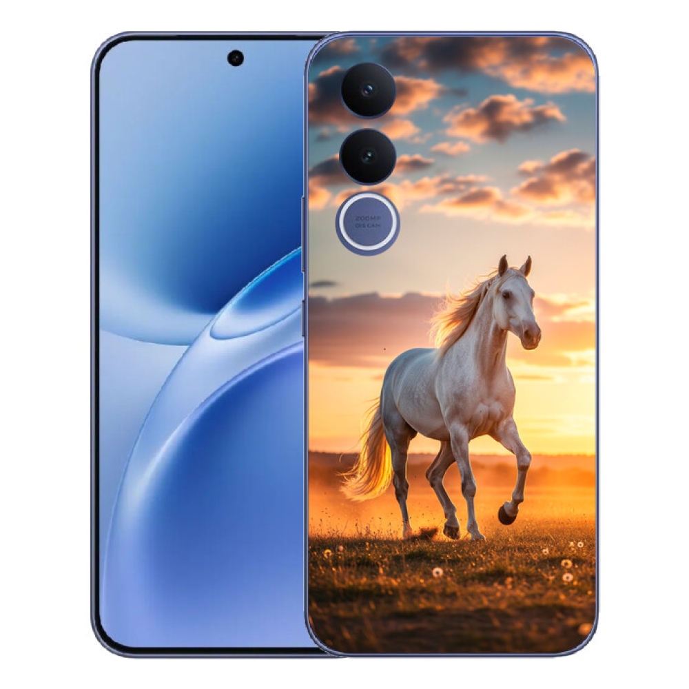 Gélový kryt mmCase na Vivo V70 FE - bežiaci biely kôň 2