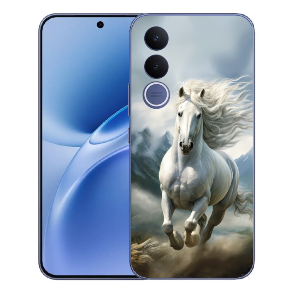 Gélový kryt mmCase na Vivo V70 FE - bežiaci biely kôň 3