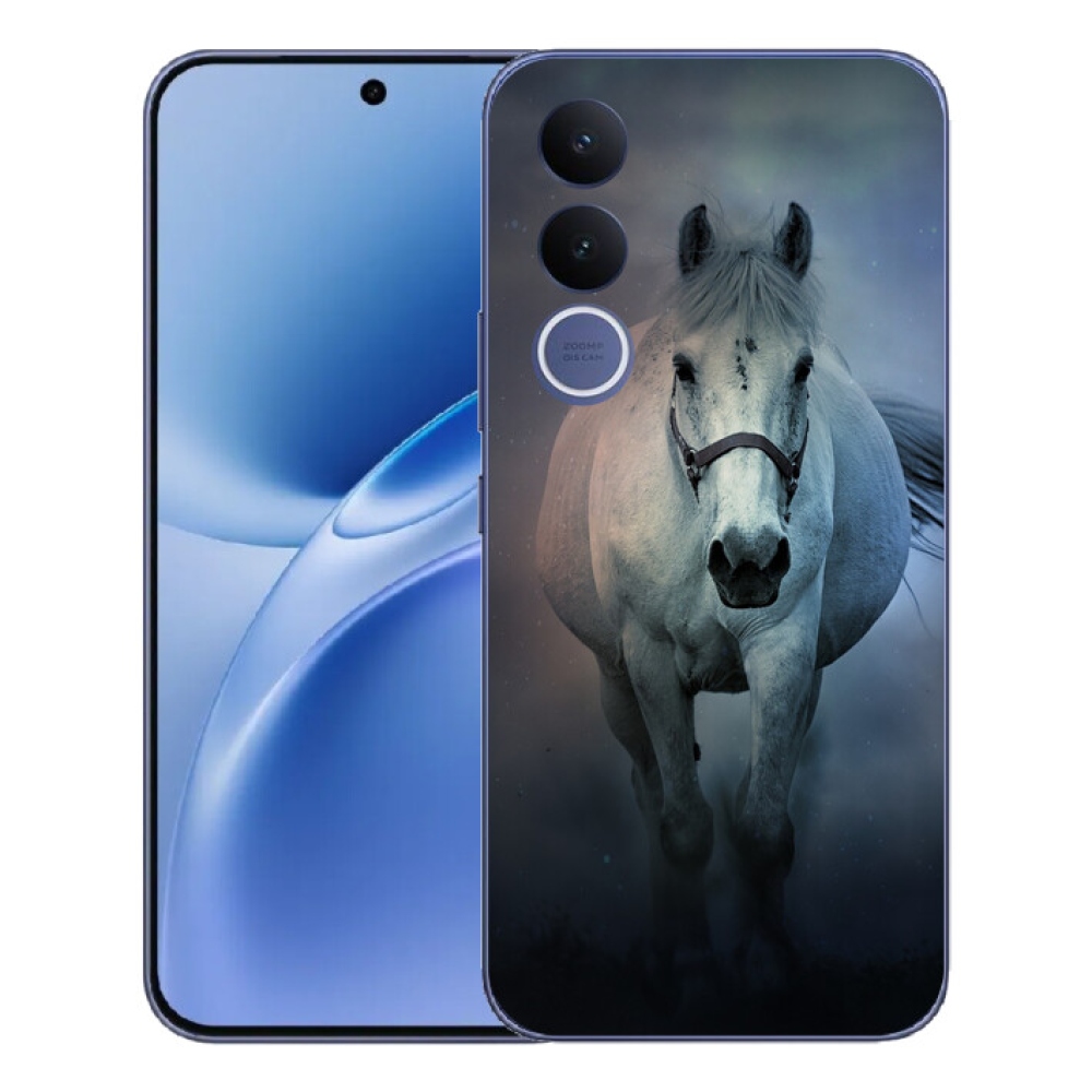 Gélový kryt mmCase na Vivo V70 FE - bežiaci biely kôň