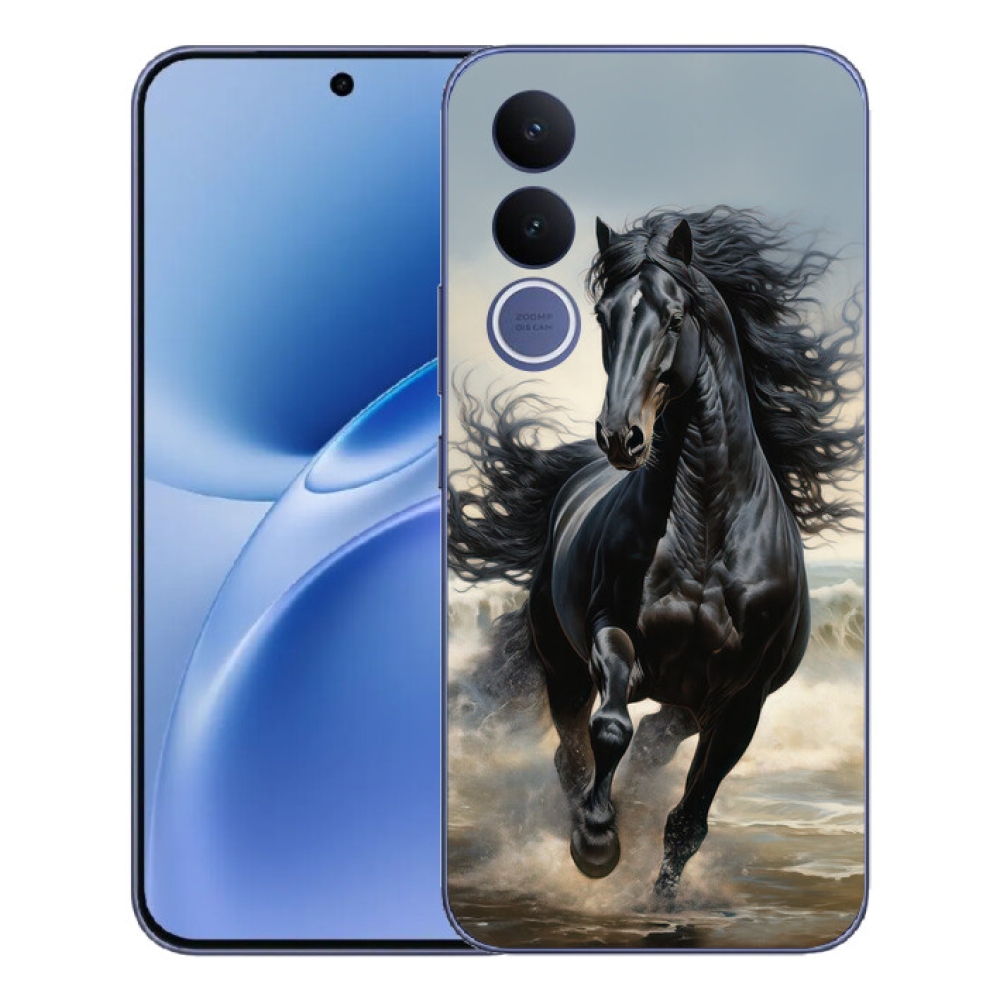 Gélový kryt mmCase na Vivo V70 FE - bežiaci čierny kôň
