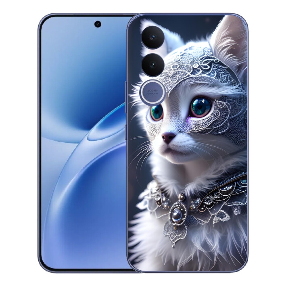 Gélový kryt mmCase na Vivo V70 FE - biela mačka