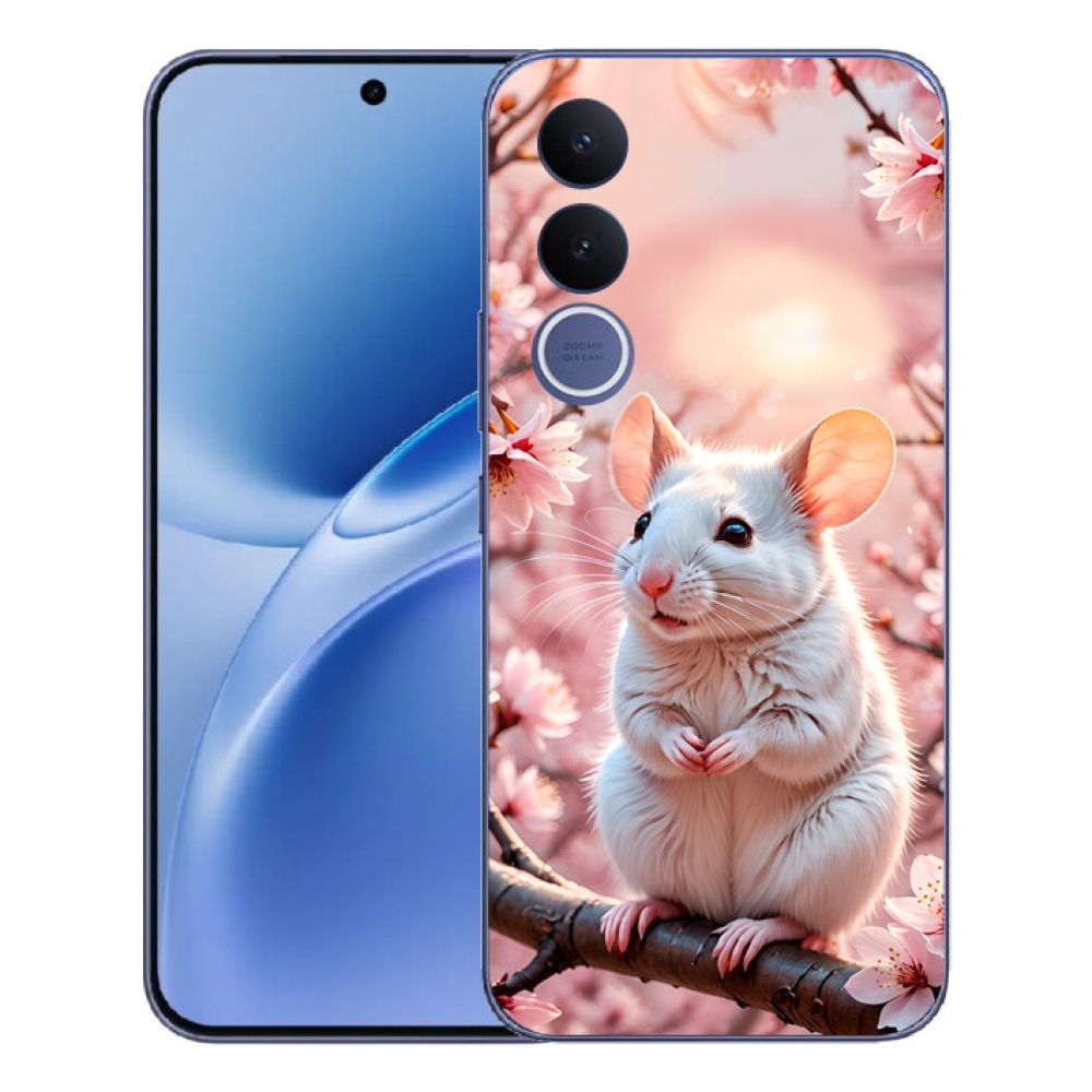 Gélový kryt mmCase na Vivo V70 FE - biela myš na vetve